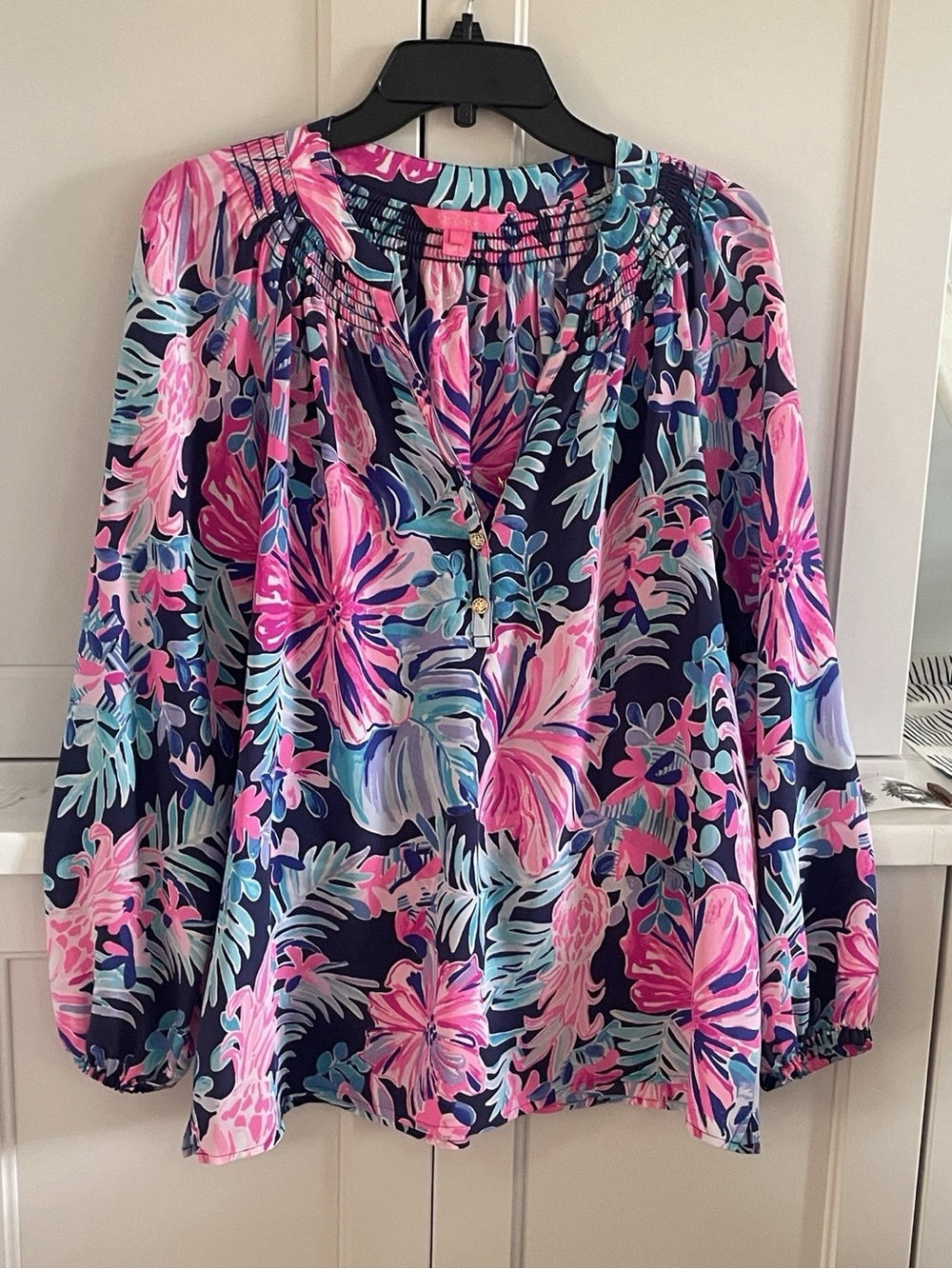 LILLY PULITZER TOP Elsa Silk Chiffon Garden Get Away Loose Fit